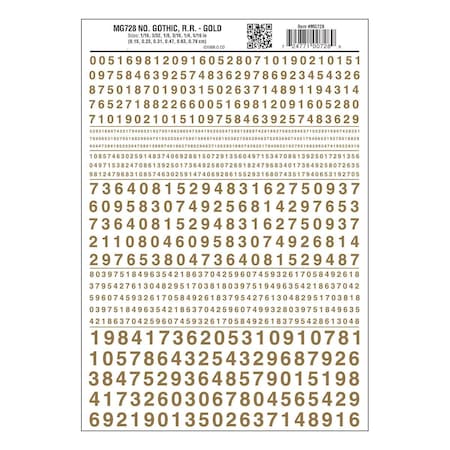 Woodland Scenics R.R. Number Gothic, Dry Transfer - Gold WOO728